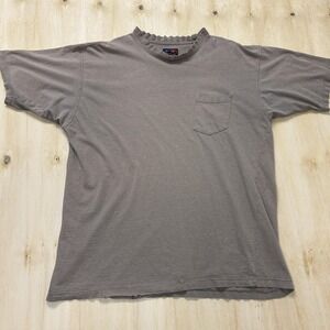 Vintage Repp Ltd Shirt Men 2XLT Tall Brown Short Sleeve Pocket Blank Tee T-Shirt